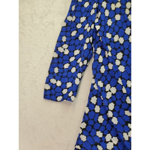 Liz Roberts Wrap Dress Womens Medium Blue Floral Lined Twisted Waist Side Zipper - Picture 7 of 11